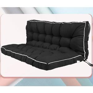 2-3 Seat Swing Replacement Cushion, Outdoor Bench Cushions with Backrest Thicken 4", Patio Furniture Garden Porch Loveseat Glider Pad Anti-Fading Waterproof (Black, 40x55in)