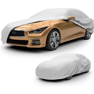 Budge Lite Car Cover, Indoor Protection, Breathable Dustproof Cover, Fits Full-Size Sedans up to 228 Inches, Gray, Size 4