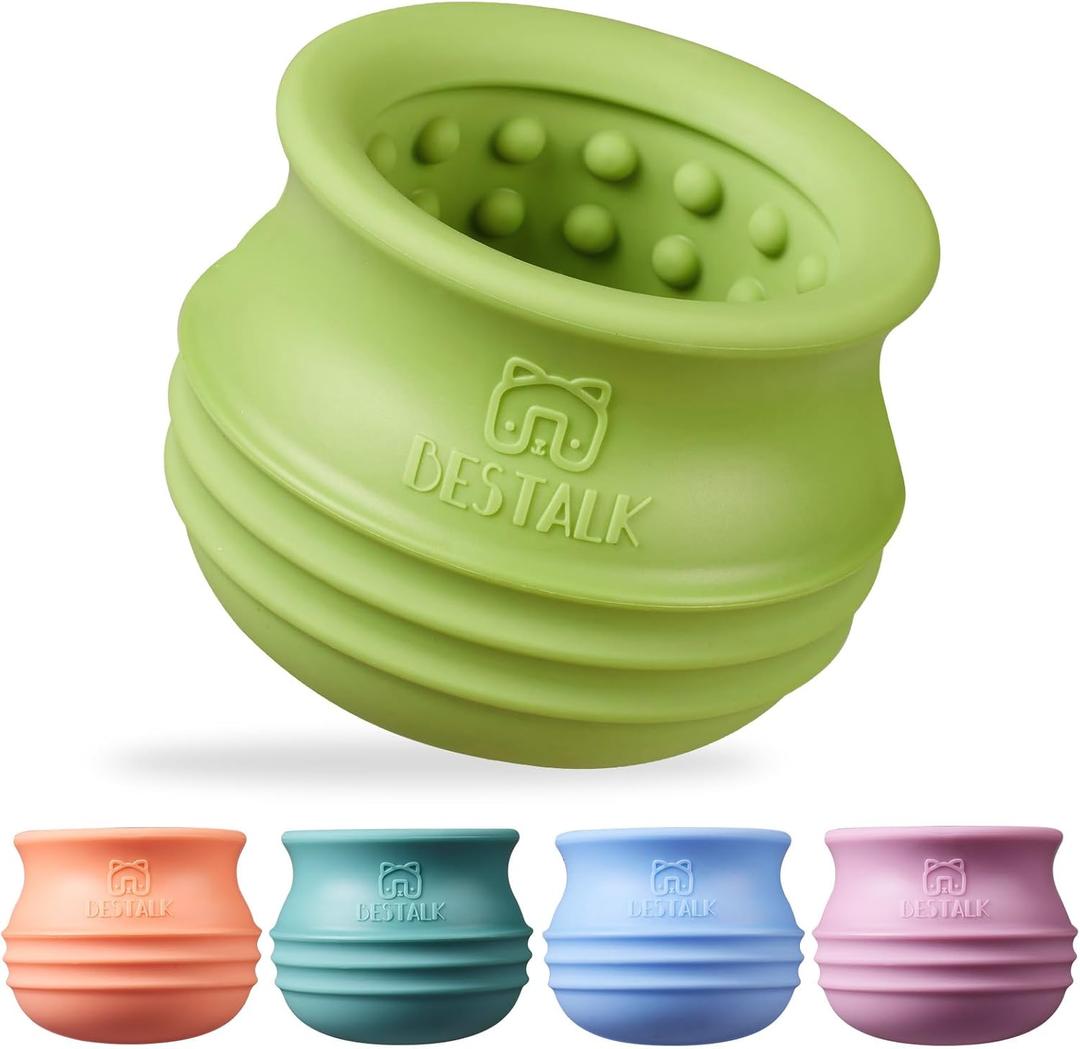 Dog Enrichment Treat Toy, Long-Lasting Wobbly Interactive Freeze Lick Toys for Dogs, Stuffable Puzzle Feeder Toy for Boredom, Silicone Treat Dispensing Chew Toy (Green,M)