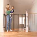 Cumbor 29.7-46" Standard Baby Gate for Stairs(White) & Cumbor 34" Extra Tall No Bottom Bar Baby Gate(Black)