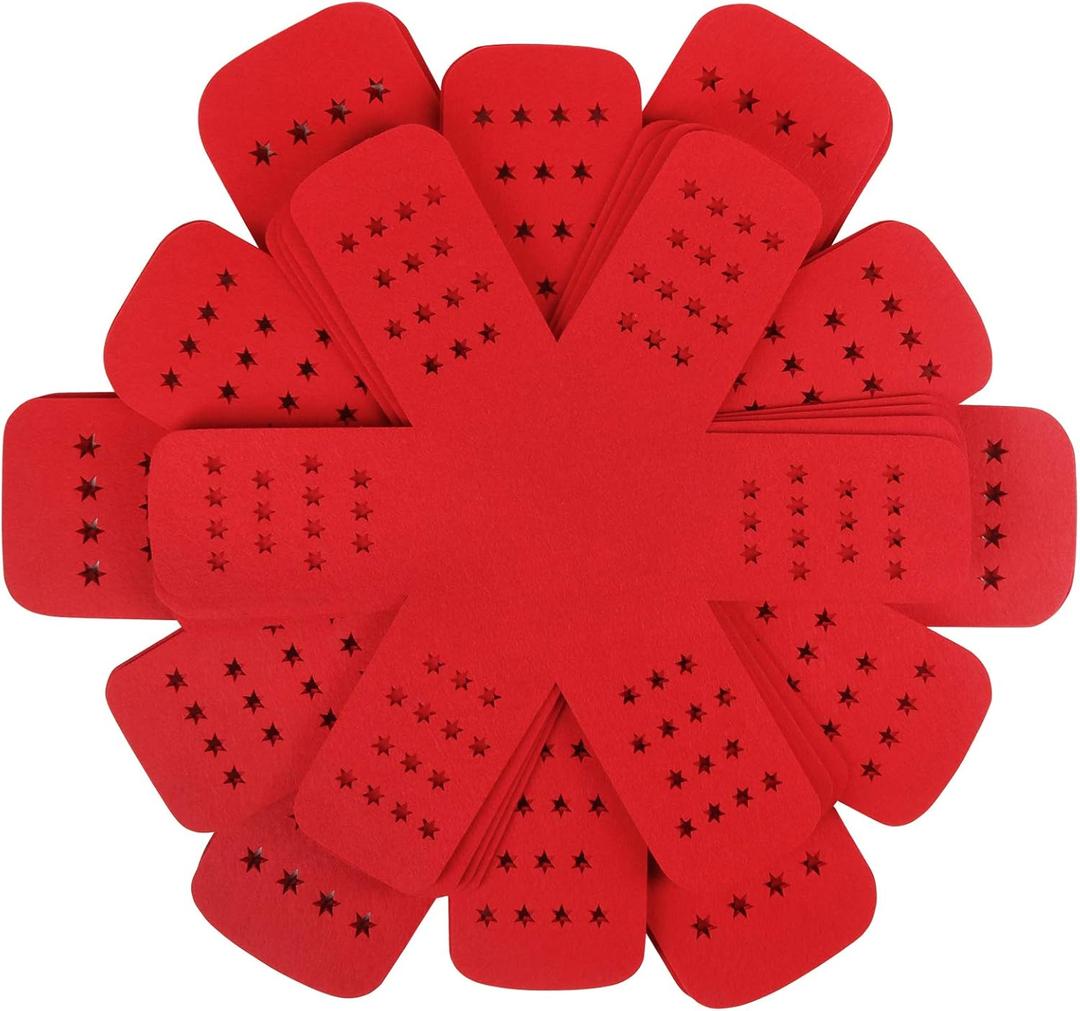 BYKITCHEN Pan Pot Protectors, Larger & Thicker Pan Protector with Stars, Set of 12 and 3 Different Sizes, Red Pot Divider Pads for Protecting and Separating Your Cookware