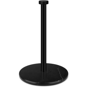 Paper Towel Holder Countertop with 7" Weighted Black Marble Base - Modern Free Standing Paper Roll Holder, Matte Black Stainless Steel Stand Paper Towel Holder for Kitchen and Bathroom