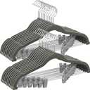 SONGMICS 11-Pack Pants Hangers, 16.7-Inch Long Velvet Hangers with Adjustable Clips, Heavy-Duty, Non-Slip Skirt Hangers, Space-Saving for Pants, Skirts, Coats, Dresses, Gray UCRF012G20