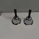 MROCO Loud Hand Bell, 2 Pack Silver Steel Hand Bells for Adults, Dinner Bells for Inside Classroom Bell, for Food Line, Alarm, Jingles, Ringing