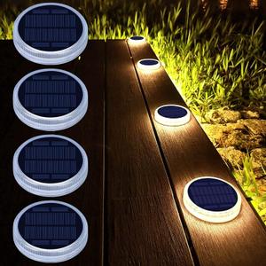 Lacasa Solar Deck Lights, Driveway Walkway Dock Light Solar Powered Outdoor Waterproof Stair Step Pathway Ground LED Lamp for Backyard Patio Garden, Auto On/Off - Warm White - 4 Pack