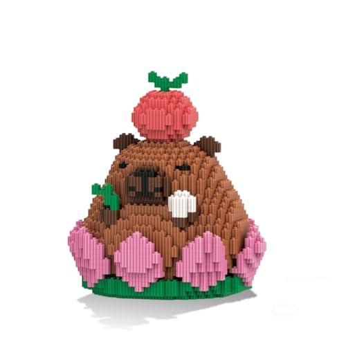 HOOLEDAY Animals Series Capybara Toy Micro Building Block Set, 2110 Pieces with Lotus Base Design, Decoration Present for Adults & Boys & Girls