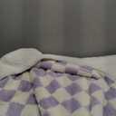 Checkered Throw Blanket, Purple Soft Cozy Fluffy Warm Hand Made Throw Blankets for Couch, Sofa, Chair, Bed, Camping, Picnic, Travel Lightweight Bed Blanket - 80 x 68