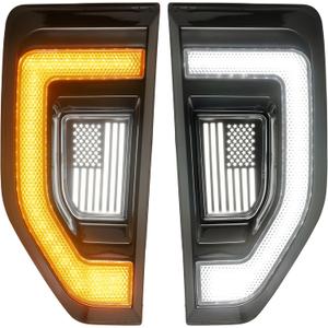 LED Side Marker Lights for Ford Maverick 2022 2023 2024 2025, Fender Badge Vent Blackout Emblem w/Sequential Turn Signals & Daytime Running Lights Lamp DRL Exterior Accessories (Smoked Lens)