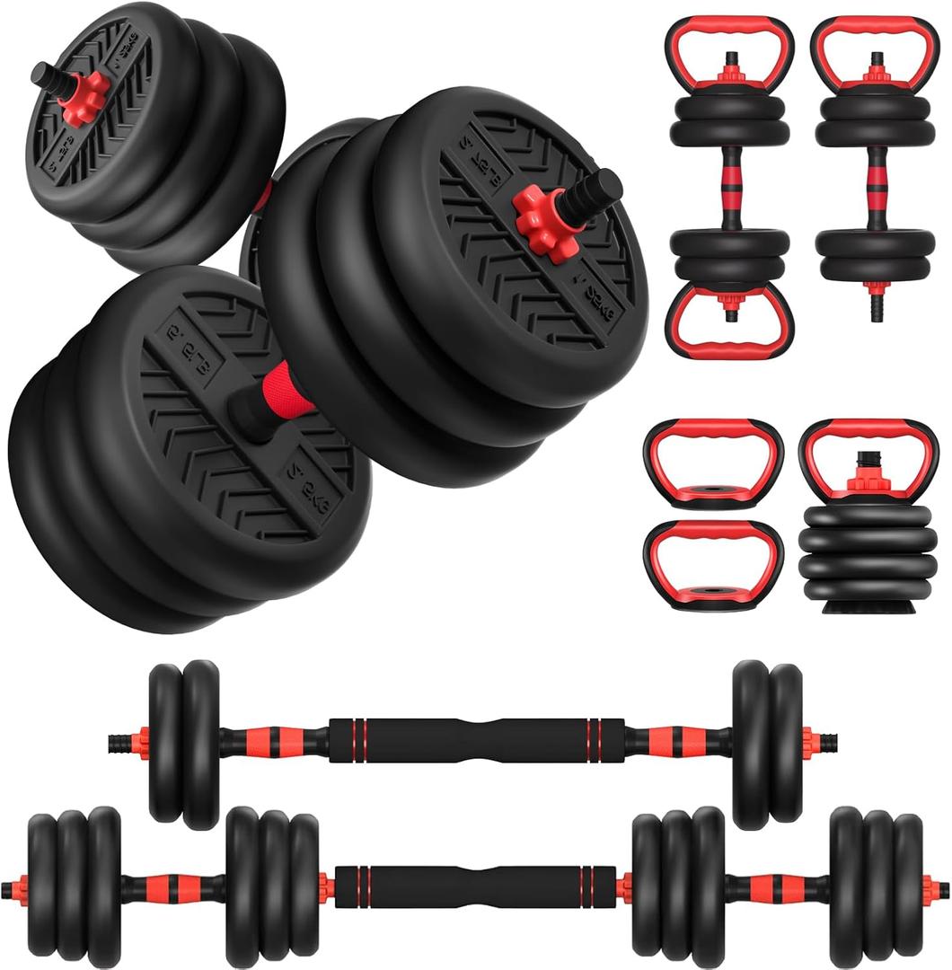 Adjustable Weights Dumbbells Set, Free Weights Workout Equipment Used as Barbell/ Kettlebells/ Push up Stand, Fitness Workout Equipment for Home Gym for Youth, Women/ Men, 20lb (10lb*2)