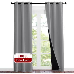 NICETOWN Full Shade Curtain Panels, Pair of Energy Smart & Noise Blocking Out Blackout Drapes for Dining Room Window, Thermal Insulated Guest Room Lined Window Dressing(Silver Grey, 37 x 84 inch)