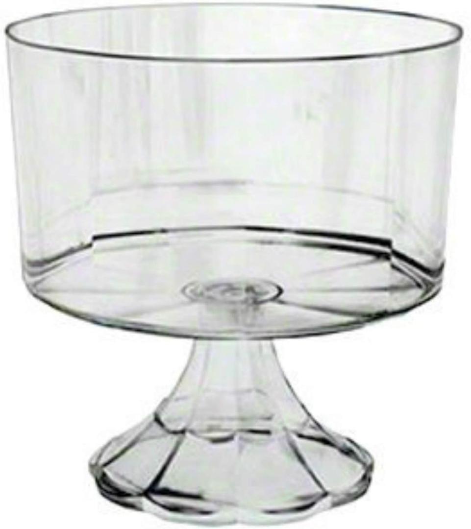 Essentials Clear Plastic Elegant Pedestal Trifle Bowl 120 Oz
