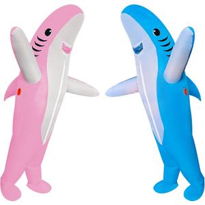 2 Packs Inflatable Shark Costume Blow up Shark Fancy Dress Suit for Adult/Halloween/Birthday/Cosplay Party