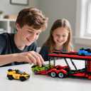TG BLOCKS Micro Brick Car Transporter with 3 Sports Cars Building Set - Kids Truck Toy with Carrier & Trailer, Gift Idea for Teens 8+ Boys & Girls
