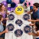 96Pcs 30th Birthday Party Decorations for Womens Navy Blue Rose Gold Floral 30th Birthday Plates and Napkins Sets for Women Girls Back in 1995 Cheers to 30 Years Old Party Supplies Serves 24