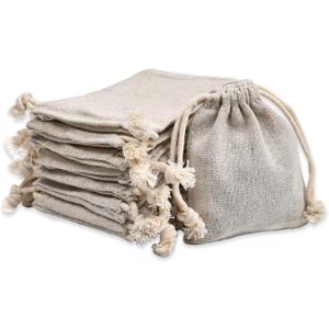 calary 50pcs Double Canvas Drawstring Bag Cotton Pouch Gift Sachet and Muslin and Reusable Tea Bag