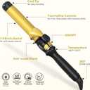 DAN Technology 1 Inch Large Barrel Curling Iron Wand for Loose Voluminous Waves, Tourmaline Ceramic Hair Curler with 180F430F Adjustable Temperature, Fast Heating, Dual Voltage, Auto Shut-Off