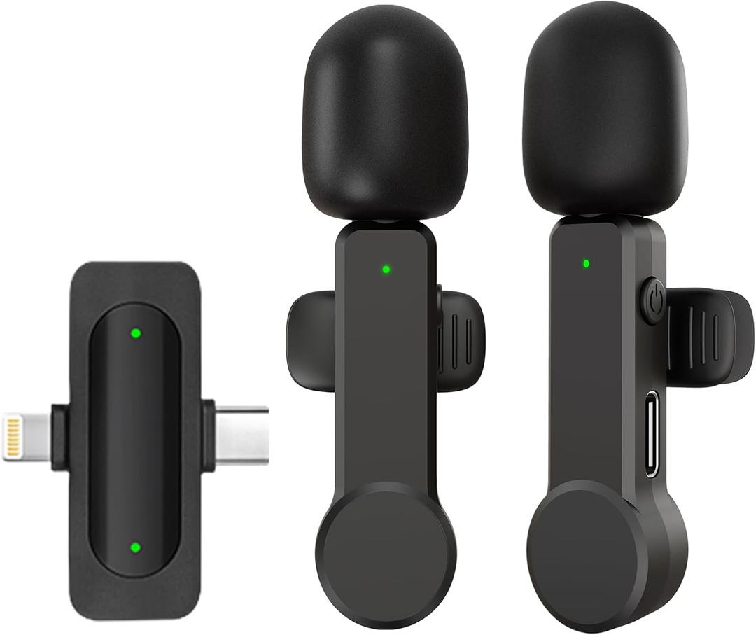 Wireless Lavalier Microphone for iPhone Android iPad - Noise Cancelling Phone Microphone USB C, Cordless Lav Lapel Mic for Video Recording Vlogging TikTok
