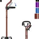 KingPavonini Canes for Women/Men with Second Handle, Foldable & Adjustable Walking Cane with 4-Pronged Base, Quad Cane for Stability, Standing, Balance, Leg Surgery Recovery
