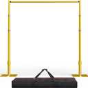 EMART Pipe and Drape Backdrop Stand Kit, 10ftx10ft Heavy Duty Adjustable Photo Background, Metal Frame with Flat Base for Wedding, Birthday Party, Banquet Decorations - Gold