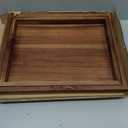 2 Sizes Acacia Wood Serving Tray with Handles, 17x13 & 16x12 inch Rectangular Ottoman Trays, Decorative Wooden Tray for Food, Drinks, Coffee Table, Living Room, Kitchen, Brown, 2 Pack