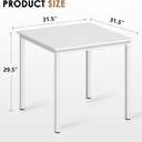 Need Small Square Dining Table- 31-1/2'' Sturdy and Heavy Duty Writing Desk for Small Spaces and Writing Table Desk Breakroom Table, White Color, 31.5x31.5 inch