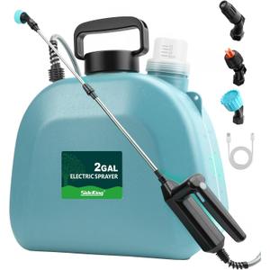 Battery Powered Sprayer 2 Gallon, 7.4V Powful Electric Pump Sprayer in Lawn and Garden with 32'' Wand, Backpack Weed Sprayer for Yard, Fertilizer (Blue)
