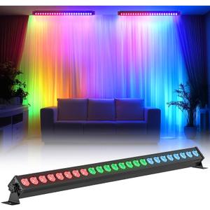 Led Stage Lights Bar,72W 24LEDs RGB Dj Strobe Party Lights Bar 3 in 1 Wall Washer Light Indoor with DMX Control AutoPlay Sound Activated Color Changing for Church Christmas Wedding Dance (1)