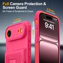 for iPhone Air Case Wallet with Card Holder (4-5Cards) +1 Privacy Screen Protector,[RFID Blocking][Kickstand][Military Drop Protection] Full Camera Protection Wallet Case for iPhone 17 Air (Hot Pink-Air)