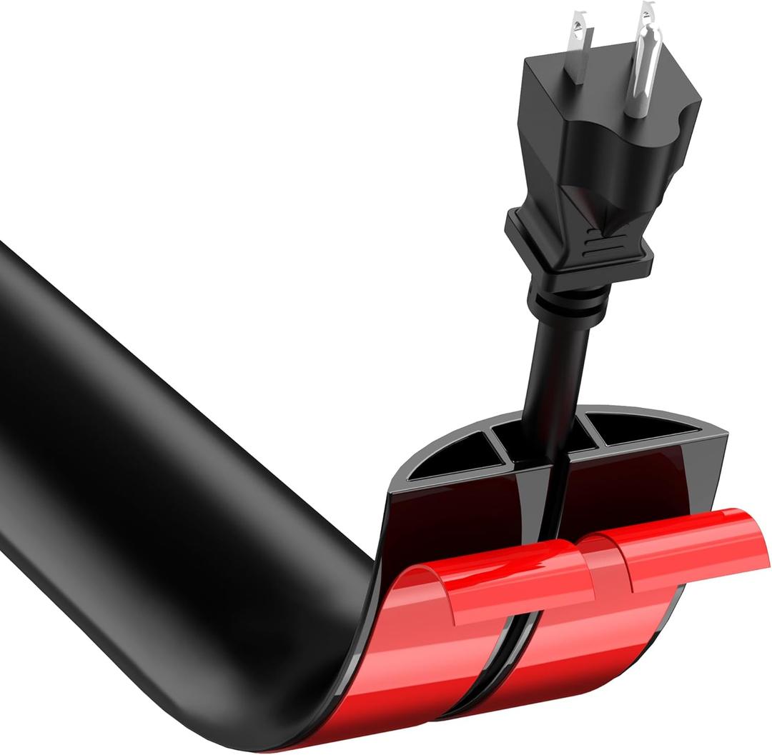 CrocSee 4ft Self-Adhesive Floor Cord Cover for Wires, Low Profile Cord Hider Cable Management, Trimmable PVC Cord Protector - Cord Cavity = 0.47" (W) x 0.29" (H) - Black