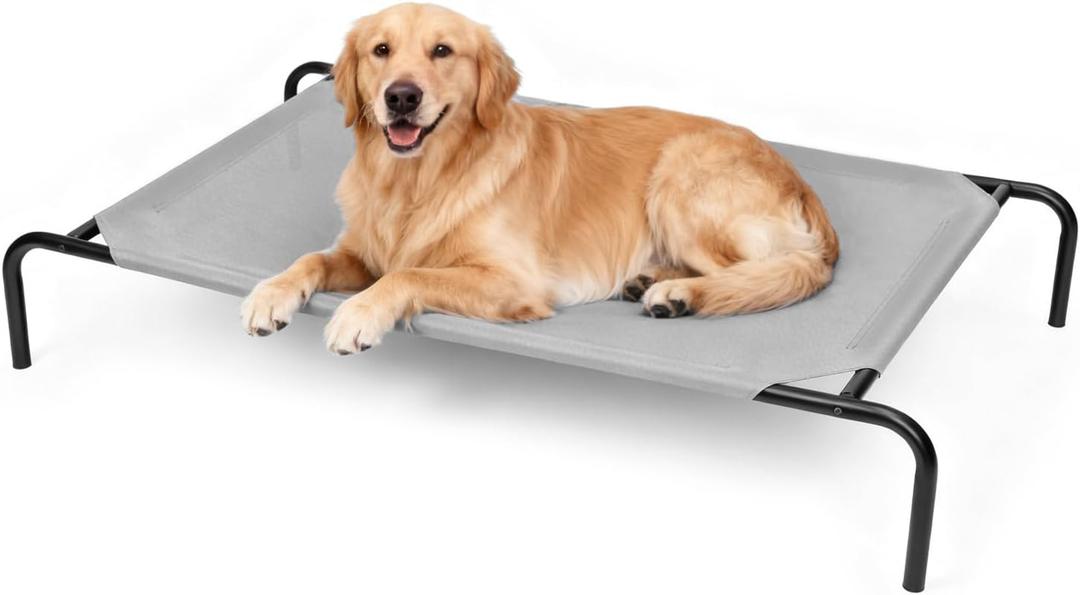 Elevated Dog Bed for Large Dogs,Raised Dog Cots,Indoor & Outdoor Cooling Waterproof Pet Hammock with Washable Breathable Mesh,Grey 50in (XL- 50.8"x 31"x 8")
