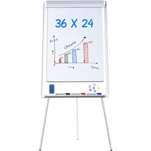 maxtek Easel White Board - Magnetic Tripod Whiteboard Portable Dry Erase Board 36 x 24 inches Flipchart Easel Board Height Adjustable, 3' x 2' Portable White Board (*Silver)