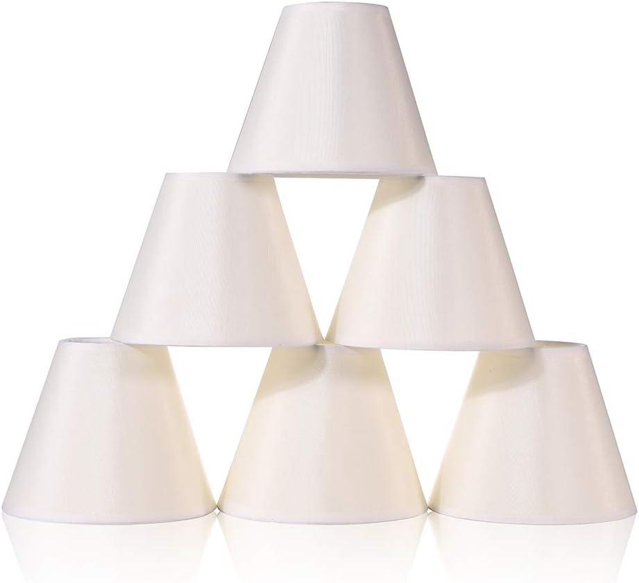 Wellmet Chandelier Shades, ONLY FOR CANDELABRA BULBS, Clip-on Fitter Lamp Shades, 3" x 6" x 5", Set of 6, Cream White