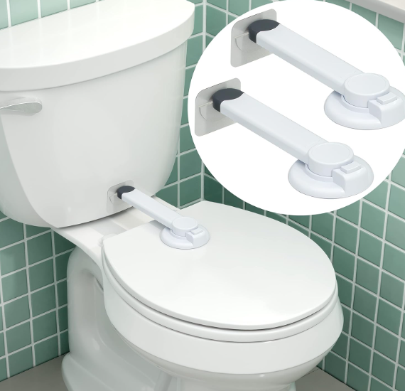 Toilet Locks Baby Proof (2Pack) Ideal Baby Proof Toilet Lid Lock with Arm – No Tools Needed Easy Installation with 3M Adhesive – Top Safety Toilet Seat Lock – Fits Most Toilets, White