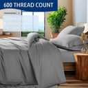 Shilucheng 100% Cotton King Size Duvet Covers - 600 Thread Count, Luxury Sateen Weave Egyptian Cotton Comforter Cover with Zipper Closure & Corner TiesHotel Bedding Duvet Covers 3 Piece (Grey)