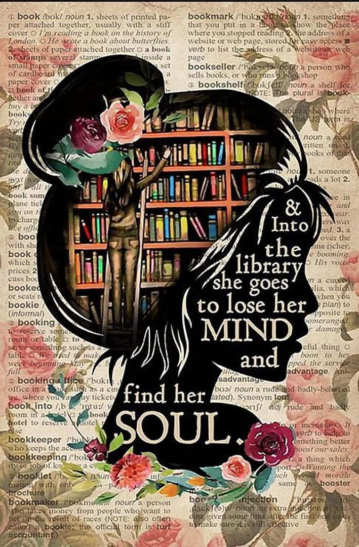 Wither Girl Love Books Tin Sign And Into The Library I Go To Lose My Mind Find Soul Retro Metal Poster Home Room Bedroom Wall Decoration Plaque 12x8 Inches ,12x8Inch