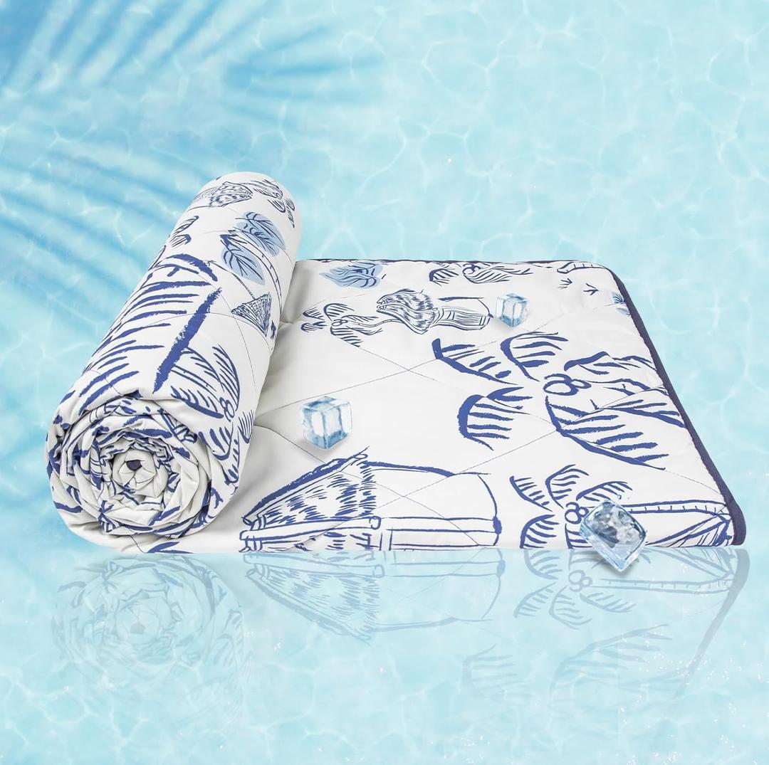 ZonLi Cooling Blankets for Hot Sleepers,All-Season Lightweight Blanket for Night Sweats,Cool Blanket Absorbs Body Heat to Keep Cool，Q-Max 0.45 Summer Blanket for Bed Sofa Couch,Beachside Village