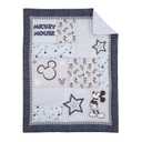 Disney Mickey Mouse Timeless Mickey Gray, White, & Blue Stars & Icons 3Piece Nursery Mini Crib Bedding Set - Comforter & Two Fitted Mini Crib Sheets, Navy, Grey, Black, White