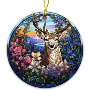 5 x Deer Ornament  Majestic Woodland Stag Ceramic Ornament, Rustic Cabin Christmas Tree Decoration, Deer Lover Gift, Wildlife Art Decor for Farmhouse, Lodge, or Holiday Dcor