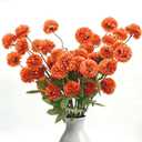 8pcs Orange Fake Flowers Silk Pompon Mum Artificial Flowers,Mini Artificial Chrysanthemums with Stems,Faux Flowers For Vase,for Wedding Centerpieces, flower arrangements, vase fillers, and home decor