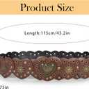 Eohak Women Wide Western Disc Belt Cowgirl Boho-Concho Leather Belts for Jeans Dress (Brown, S)