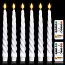 Flickering Flameless Taper Candles with Timer, Real Wax White Twisted Taper Candles Battery Operated, 9.6 Inch Led Candlesticks with Remote Control for Christmas, Wedding, Home Decor