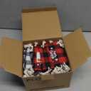 72Pcs Burlap Christmas Drawstring Bags - Buffalo Plaid Xmas Candy & Gift Bags - Small Linen Treat Sacks - Reusable Holiday Party Favors (1 Count (Pack of 72), Red, Green & White Black)