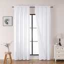White Curtains 90 Inch Long 2 Panels Set for Living Room Bedroom, Solid Fabric Thermal Window Curtains Drapes, Light Filtering Elegant Solid Rod Pocket Curtains, 2 Pcs Each 40" W 90" L