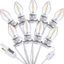 Meonum Christmas Accessory Cord with 9 LED Bulb, C7 Christmas Village Light Cord with Two Spare Fuse, Blow Mold String Lights with Switch, Xmas Decoration for Xmas Village Houses Salt Lamp