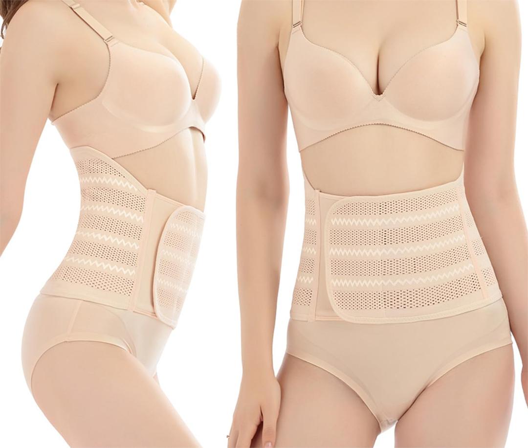 Belly Band Postpartum Belly Wrap, Breathable Abdominal Binder Post Surgery, Adjustable Waist Trainer for Women Lower Belly Fat, C Section Abdominal Binder Hernia Belt Back Support Belt for Women (X-Large)