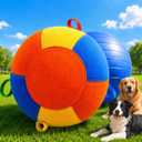 Herding Ball for Dogs, 18 Inch Upgraded Dog Push & Chase Ball with Thickened Bite & Tear Resistant Cover, Burst-Resistant Inner Ball, Outdoor Exercise Toy for Active Dogs, Multi-Color, Medium