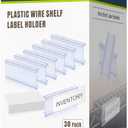 Lenink 30Pcs Wire Shelf Label Holders,Plastic Wire Rack Label Holder,Compatible with Metro 1-1/4in Shelves,Label Area 3in Lx1.25in H (Label Paper Insert Included)