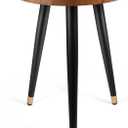 Plant Stand Indoor,Mid Century Walnut Wood Plant Table, Heavy Duty Metal Tall Flower Pot Stand,Modern Round Small Side End Table With Raised Design(12"x17")