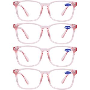WEMOOTANS 4 Packs Blue Light Reading Glasses for Women 1.5 Pink Readers 1.50 Cute Pink*4