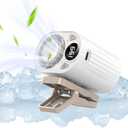 Foluu 199 Speeds Portable Clip Fan with LED Display, 18000RPM Turbo Cooling Personal Fan for Car, Desk, Umbrella, Waist, 360Rotatable Rechargeable Mini Fan for Outdoor Camping Hiking (White)
